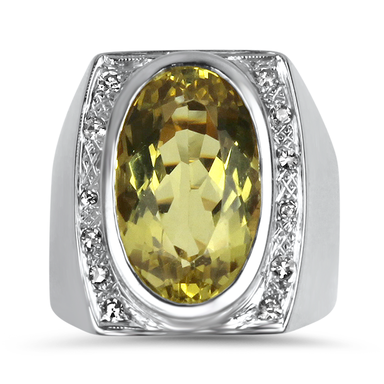 PAGE Estate Ring Estate 14K Yellow & White Gold Citrine & Diamond Ring 9