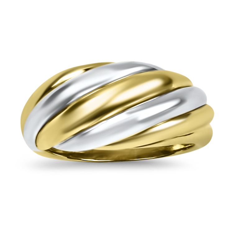 PAGE Estate Ring Estate 14K Yellow & White Gold Domed Twist Ring 7.25