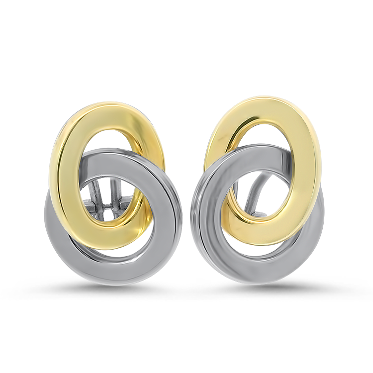 PAGE Estate Earrings Estate 14k Yellow & White Gold Double Circle Earrings