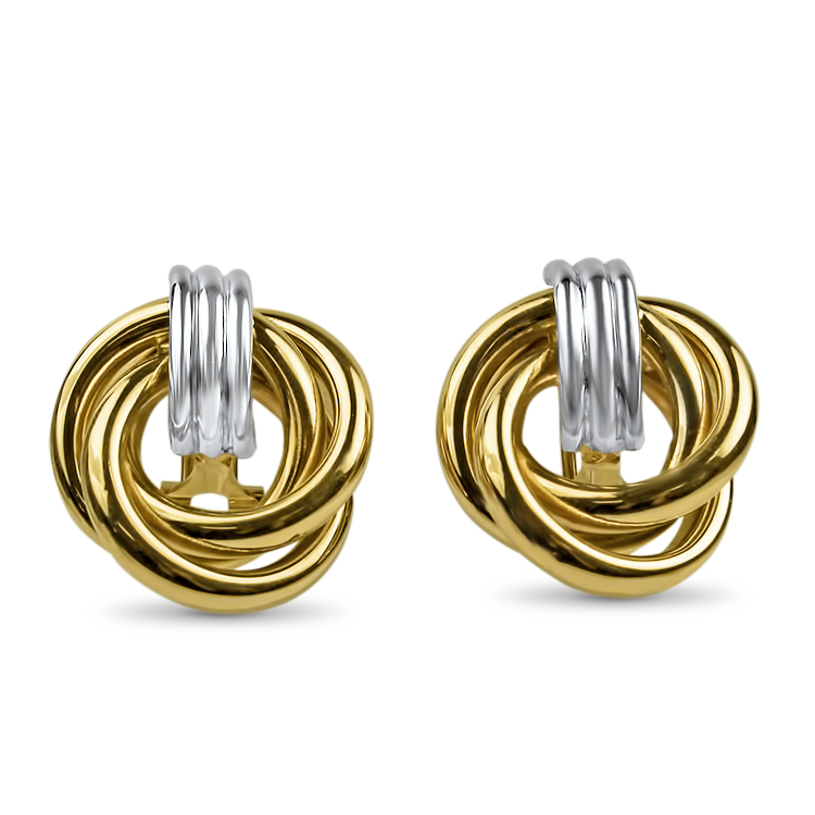 PAGE Estate Earring Estate 14K Yellow & White Gold Love Knot Stud Earrings