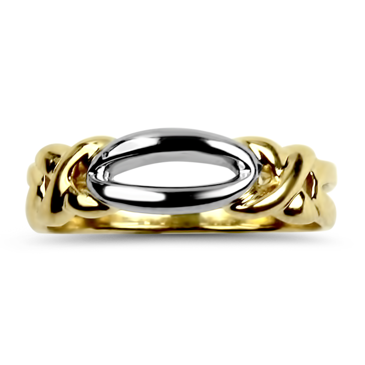 PAGE Estate Ring Estate 14K Yellow & White Gold Oval & X Ring 7.5