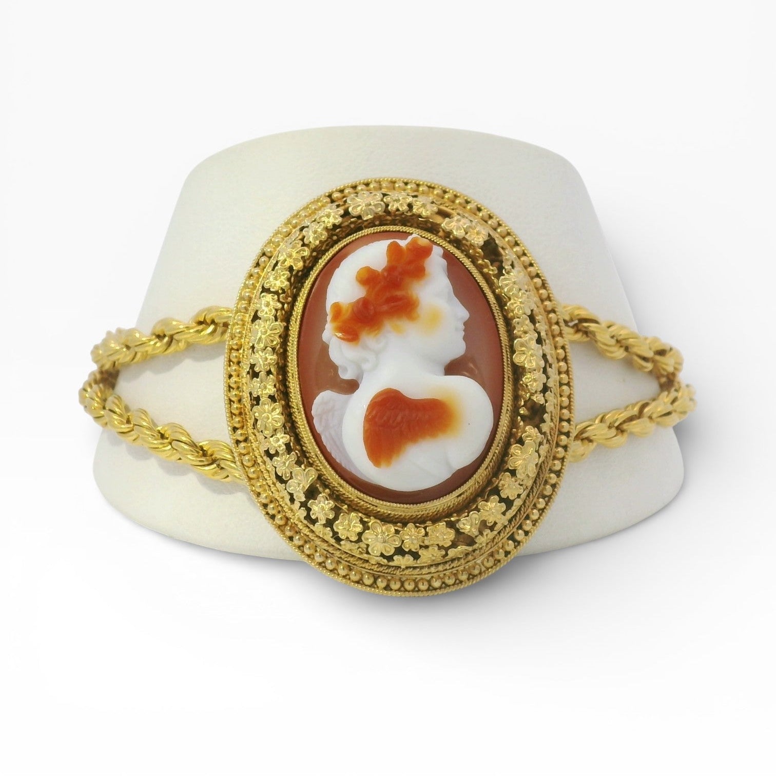 PAGE Estate Bracelet Estate 18K & 10K Yellow Gold Sardonyx Cameo Bracelet