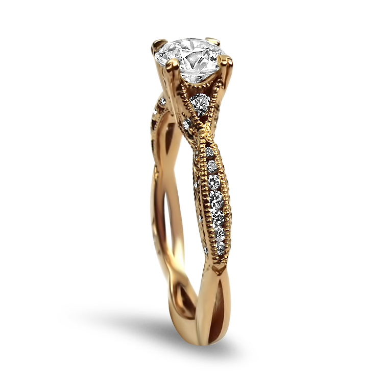 PAGE Estate Engagement Ring Estate 18k Rose Gold Diamond Engagement Ring 6.75