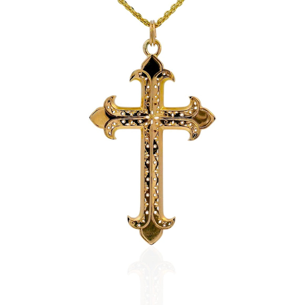 PAGE Estate Necklaces and Pendants Estate 18K Rose Gold Open-Worked Cross Pendant