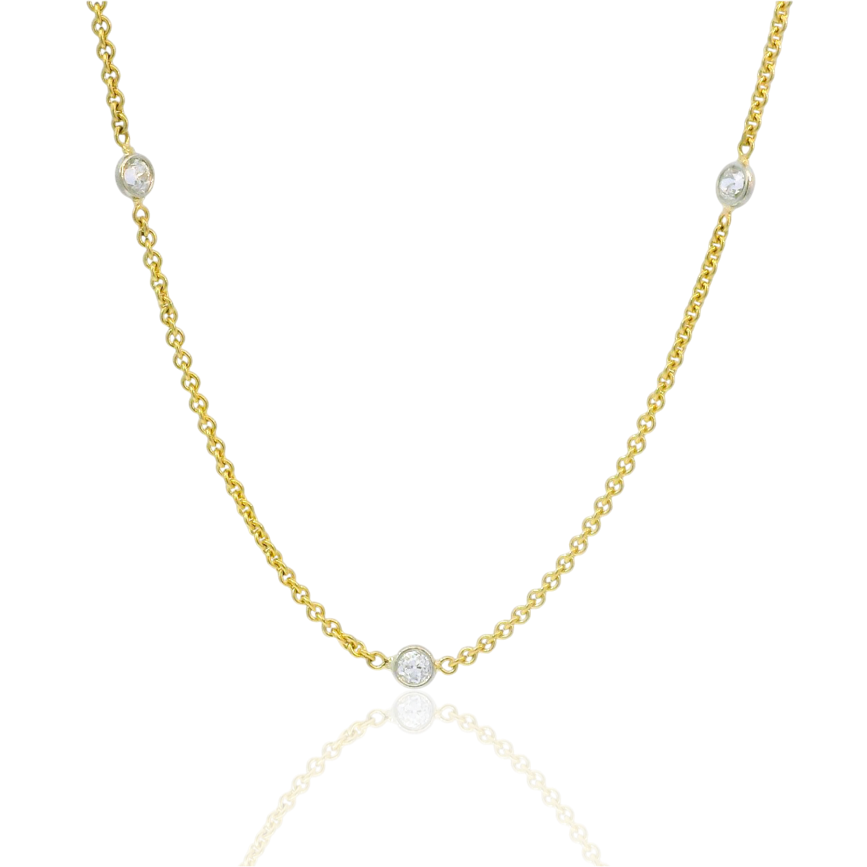 PAGE Estate Necklaces and Pendants Estate 18K Two-Tone Diamond “By the Yard” Necklace
