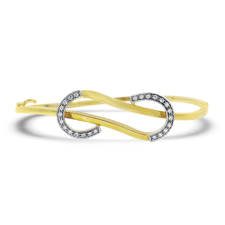 PAGE Estate Bracelet Estate 18K Two-Tone Gold Diamond Bypass Bangle Bracelet