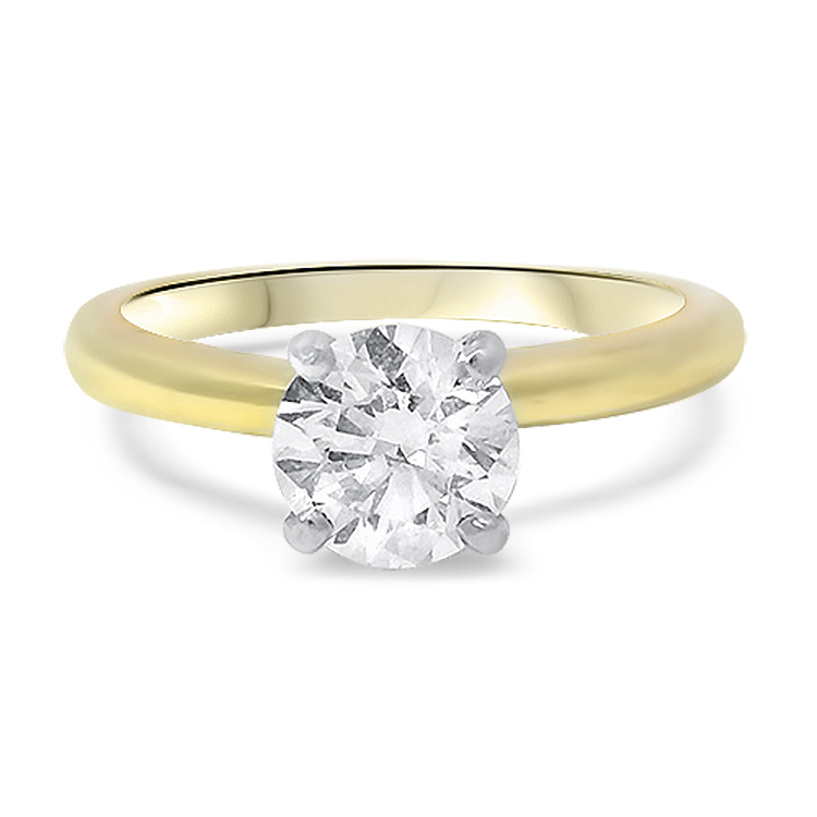 PAGE Estate Engagement Ring Estate 18K Two-Tone Gold Round Brilliant Diamond Solitaire Ring -  .85ct 4.5