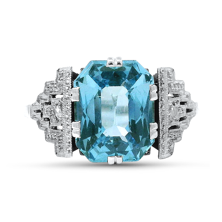 PAGE Estate Ring Estate 18K White Gold Convertible Synthetic Sapphire Ring 6