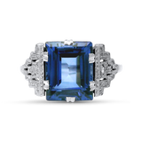 PAGE Estate Ring Estate 18K White Gold Convertible Synthetic Sapphire Ring 6