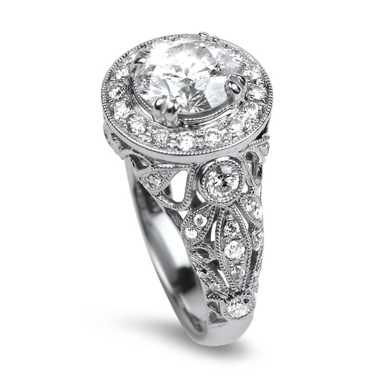 PAGE Estate Ring Estate 18K White Gold Diamond Halo Ring 6.75