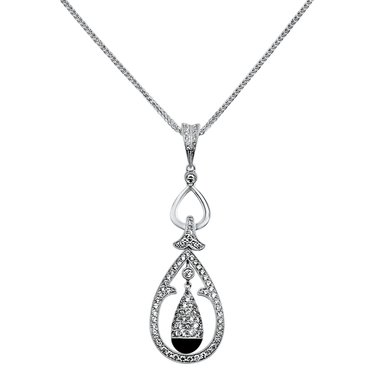 PAGE Estate Necklaces and Pendants Estate 18K White Gold Drop Diamond Necklace