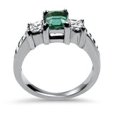 PAGE Estate Ring Estate 18K White Gold Emerald & Diamond Ring 6.5