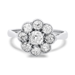 PAGE Estate Ring Estate 18k White Gold Halo Cluster Ring 5.5