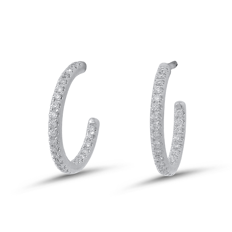 PAGE Estate Earrings Estate 18k White Gold Inside-Out Diamond Hoop Earrings