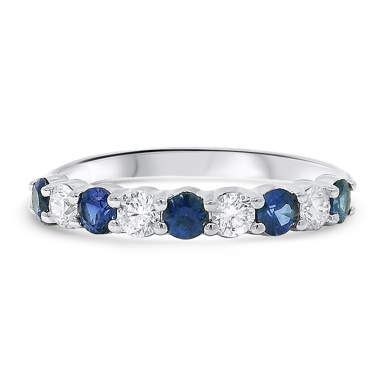 PAGE Estate Ring Estate 18K White Gold Mark Henry Everlong Nine Stone Sapphire and Diamond Band