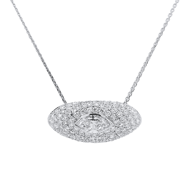 PAGE Estate Necklaces and Pendants Estate 18k White Gold Marquise Shaped Diamond Slide Pendant