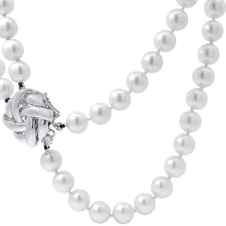 PAGE Estate Necklaces and Pendants Estate 18K White Gold Pearl Double-Strand Necklace