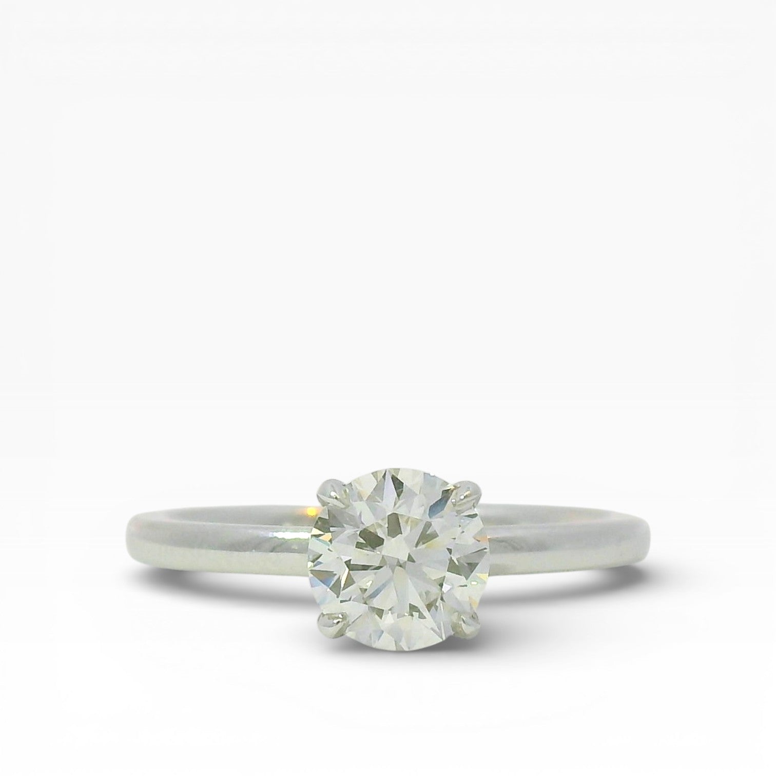 PAGE Estate Engagement Ring Estate 18K White Gold Round Brilliant Solitaire Diamond Ring - 1.00ct 6.5