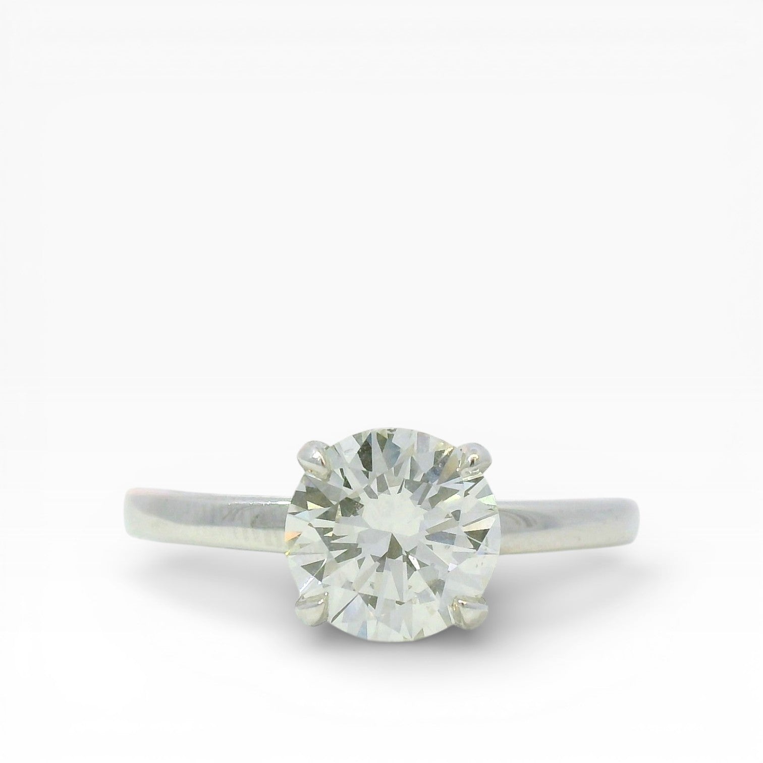 PAGE Estate Engagement Ring Estate 18K White Gold Round Brilliant Solitaire Diamond Ring - 1.50ct 6.5