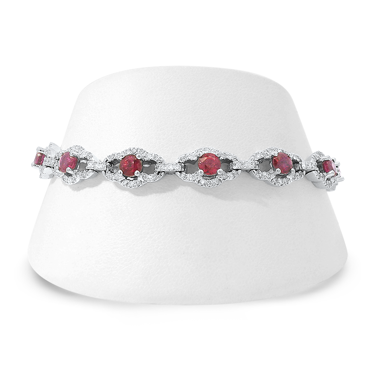 PAGE Estate Bracelet Estate 18k White Gold Ruby & Diamond Bracelet