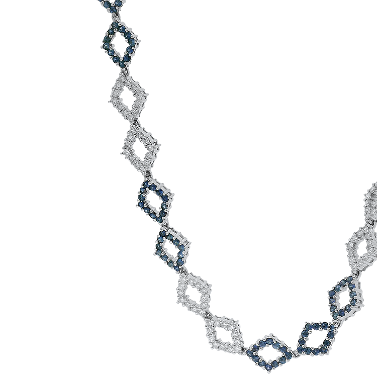 PAGE Estate Necklaces and Pendants Estate 18K White Gold Sapphire & Diamond Link Necklace