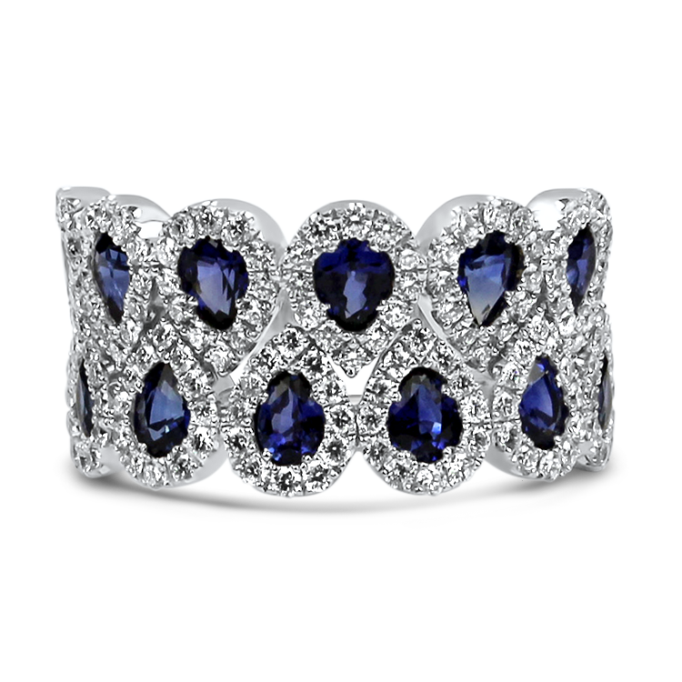 PAGE Estate Ring Estate 18K White Gold Sapphire & Diamond Ring 7.5