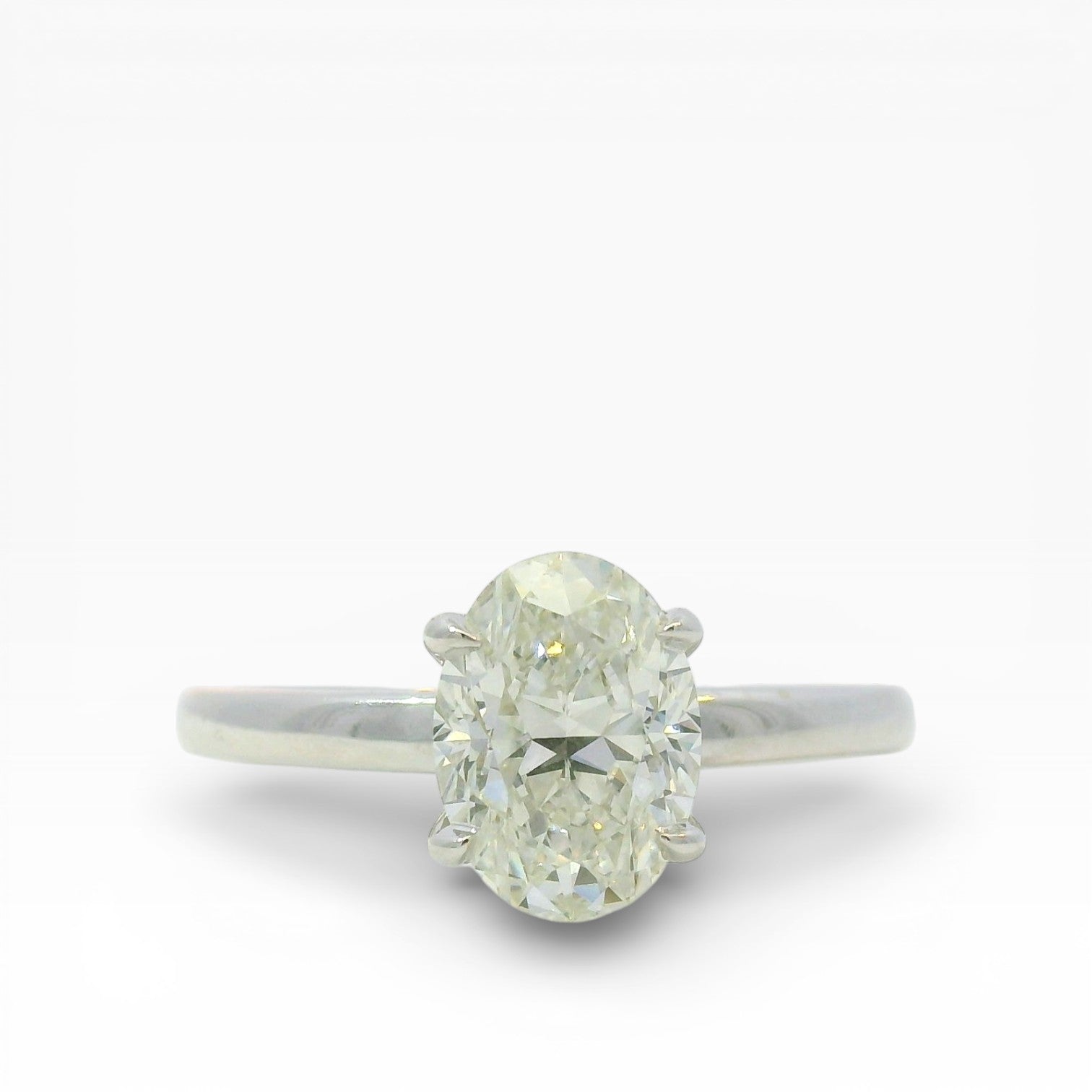 PAGE Estate Engagement Ring Estate 18K White Gold Solitaire Oval Diamond Ring - 1.51ct 6.5