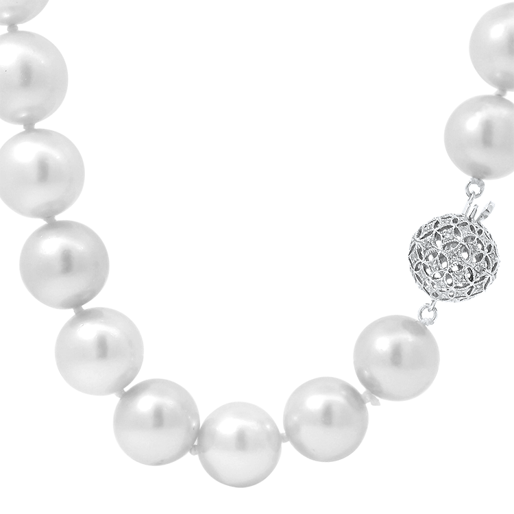 PAGE Estate Necklaces and Pendants Estate 18K White Gold South Sea Multicolor Cultured Pearl Necklace with Diamond Clasp