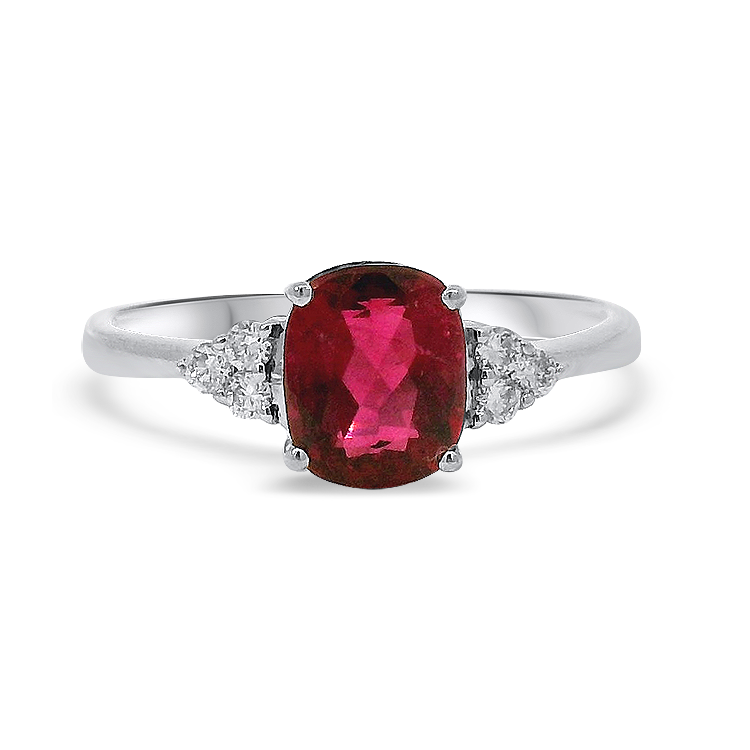 PAGE Estate Ring Estate 18K White Gold Tourmaline and Diamond Ring 8.25