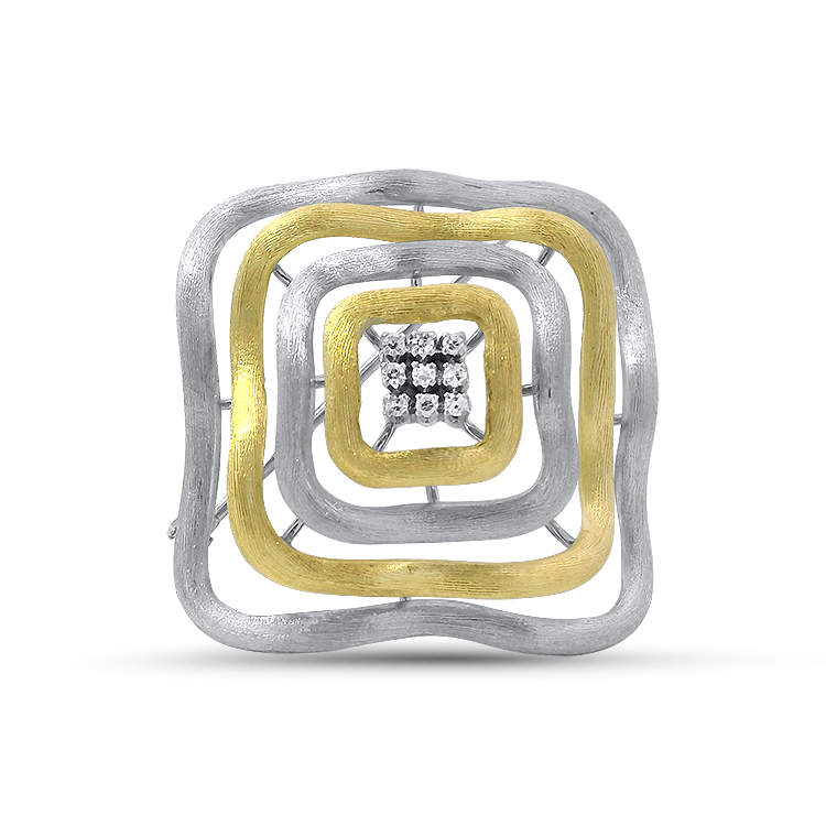 PAGE Estate Pins & Brooches Estate 18k Yellow and White Gold Satin-Finish Diamond Pin