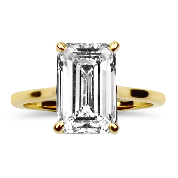 PAGE Estate Engagement Ring Estate 18k Yellow Gold 3.07ct Emerald Cut Diamond Engagement Ring 6