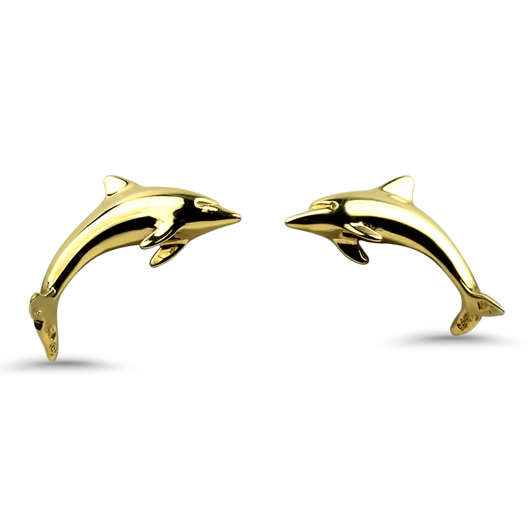 PAGE Estate Earring Estate 18K Yellow Gold A.G.A. Correa Dolphin Earrings