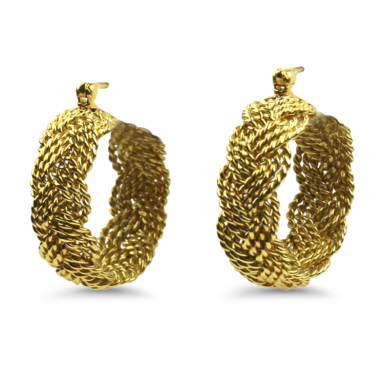 PAGE Estate Earring Estate 18K Yellow Gold A.G.A. Correa "Turk's Head" Hoop Earrings