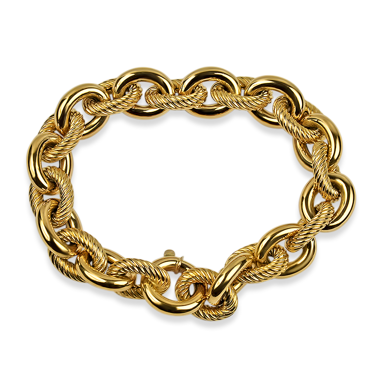 PAGE Estate Bracelet Estate 18K Yellow Gold Alternating Link Bracelet