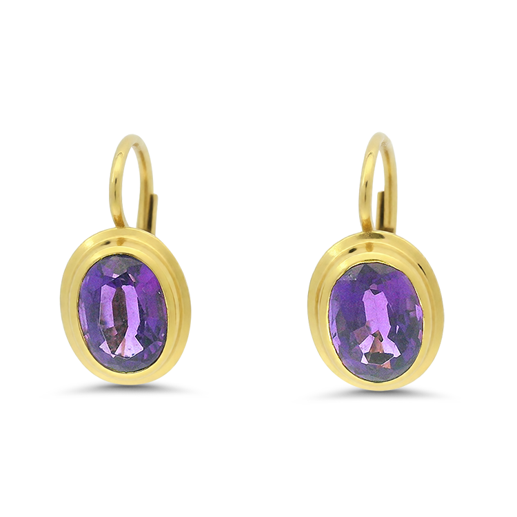 PAGE Estate Earring Estate 18K Yellow Gold Amethyst Drop Earrings
