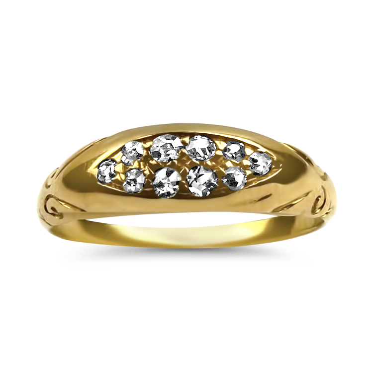 PAGE Estate Engagement Ring Estate 18k Yellow Gold Antique Tapered Diamond Ring 6.25