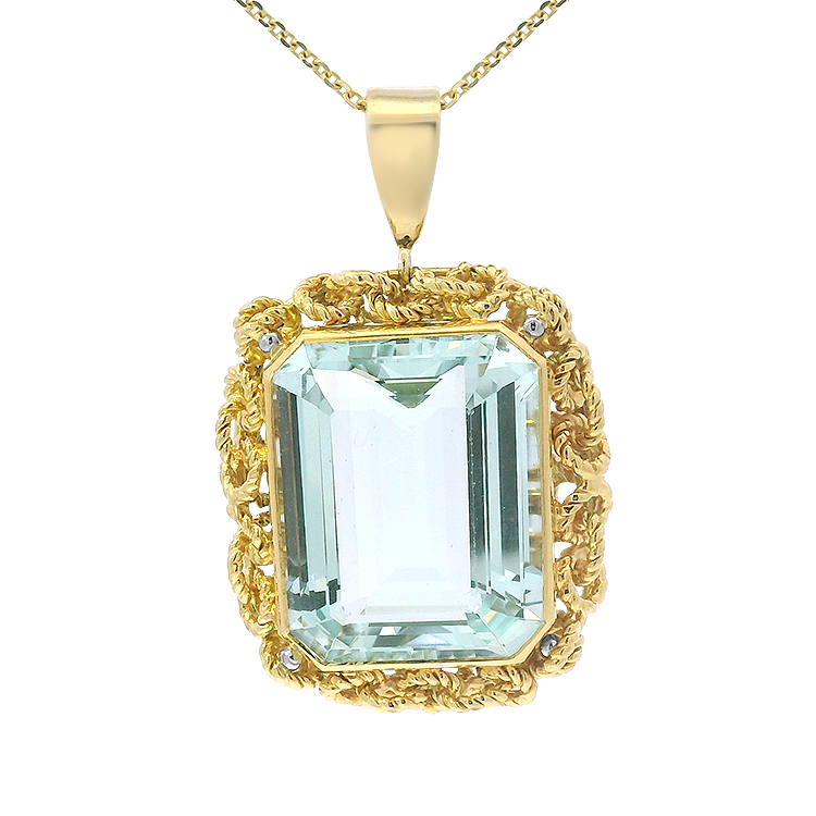 PAGE Estate Necklaces and Pendants Estate 18k Yellow Gold Aquamarine Pendant