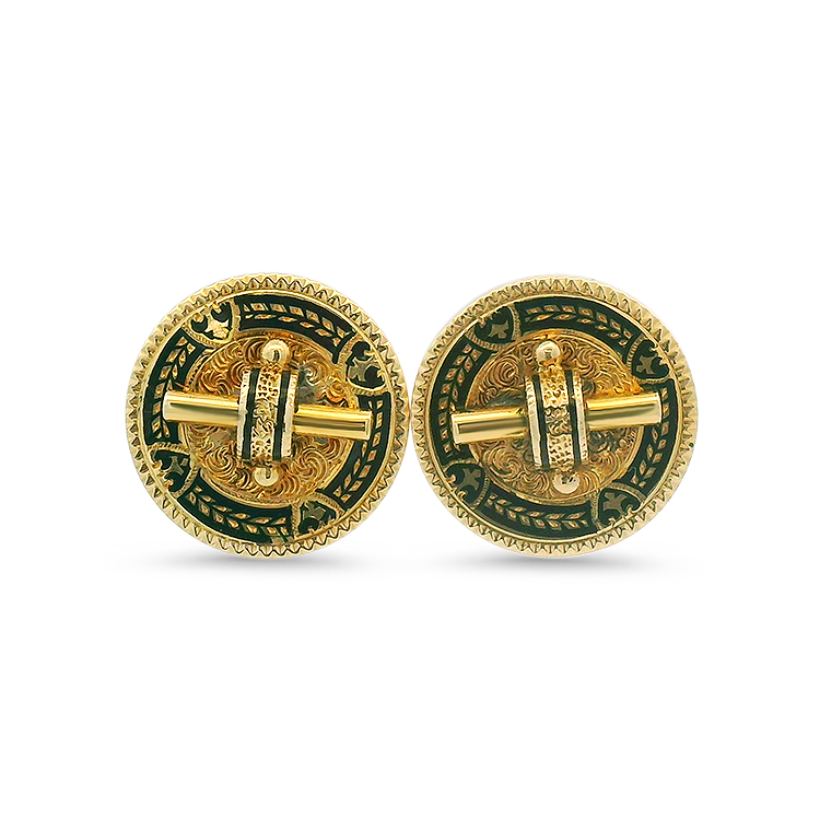 PAGE Estate Earring Estate 18k Yellow Gold Black Enamel Stud Earrings