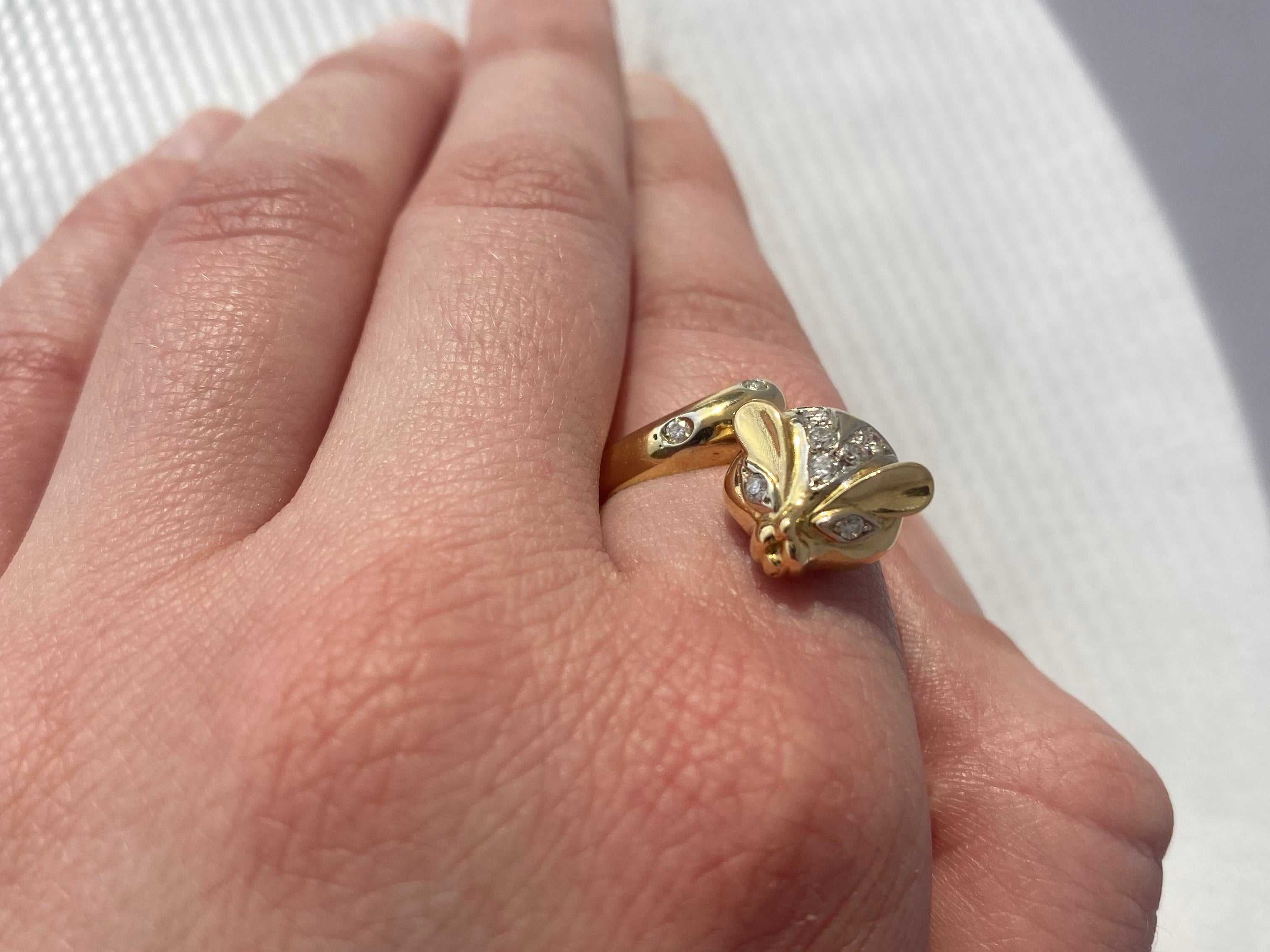 PAGE Estate Engagement Ring Estate 18k Yellow Gold Bypass Fox Ring