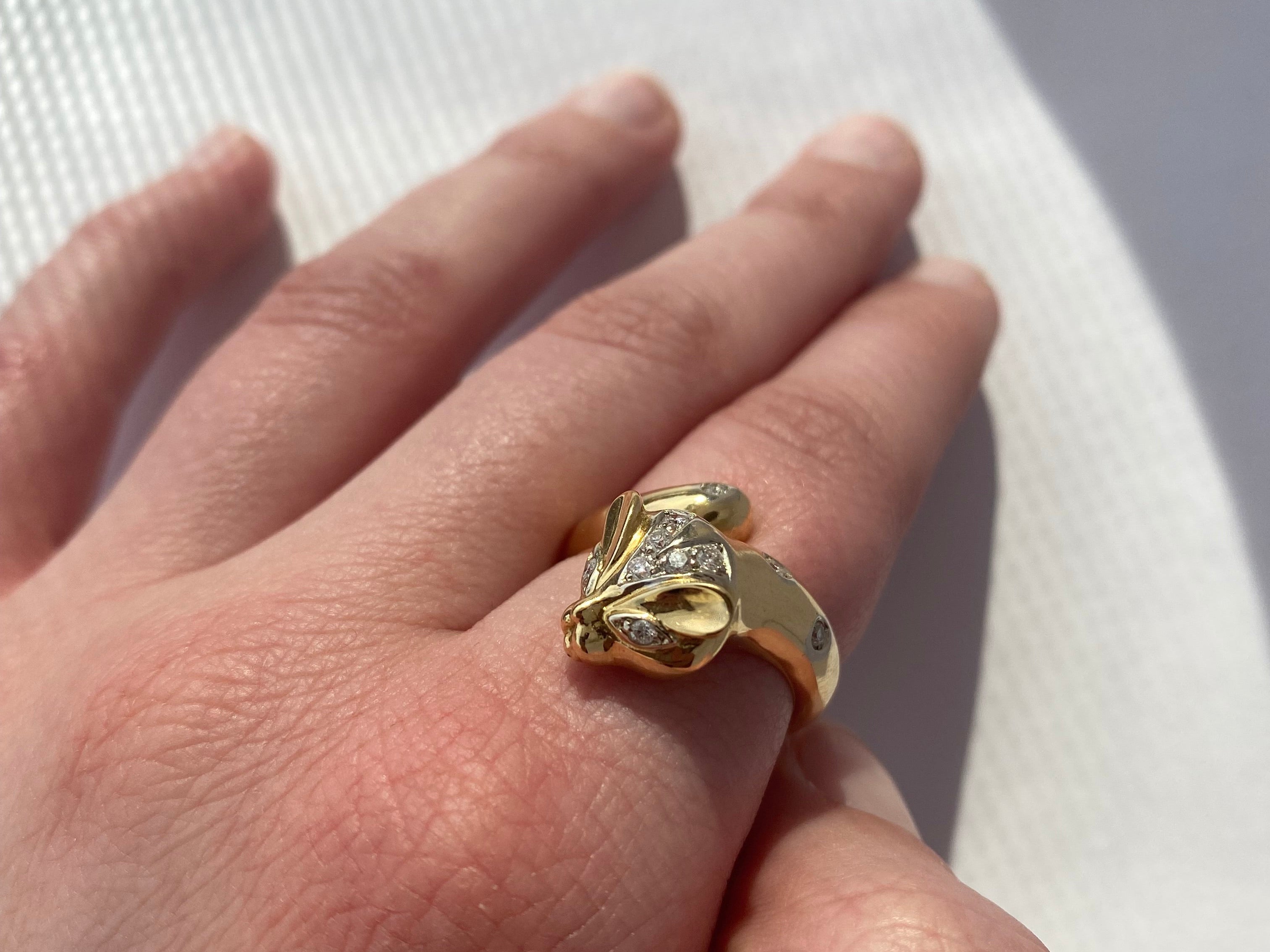 PAGE Estate Engagement Ring Estate 18k Yellow Gold Bypass Fox Ring
