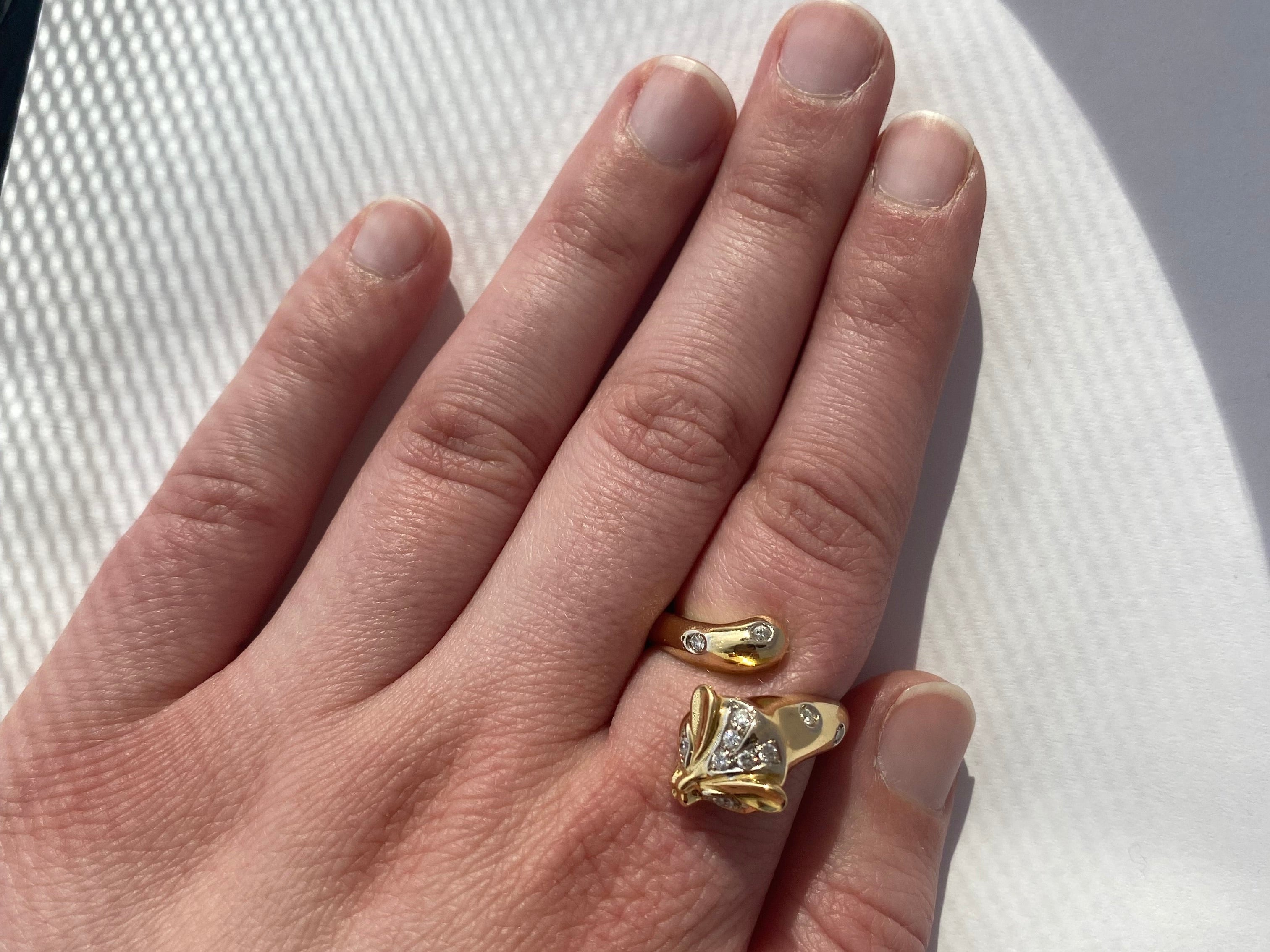 PAGE Estate Engagement Ring Estate 18k Yellow Gold Bypass Fox Ring