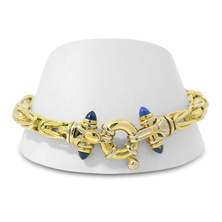 PAGE Estate Bracelet Estate 18K Yellow Gold Byzantine-Style Lapis Bracelet