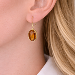 PAGE Estate Earrings Estate 18K Yellow Gold Citrine Dangle Earrings