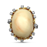 PAGE Estate Ring Estate 18K Yellow Gold Coral & Diamond Ring 7