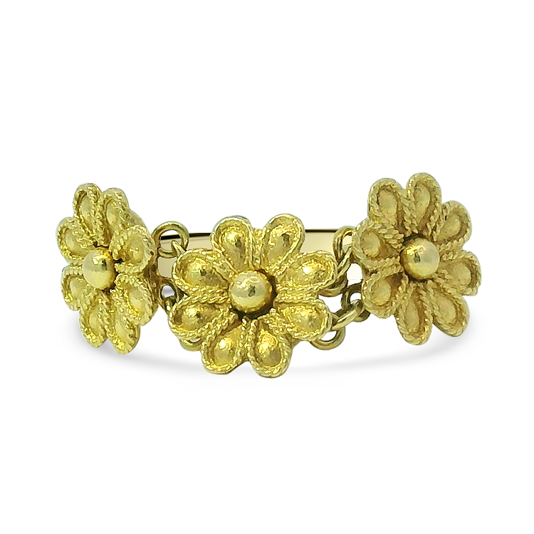 PAGE Estate Wedding Band Estate 18K Yellow Gold Daisy Link Ring 6.25