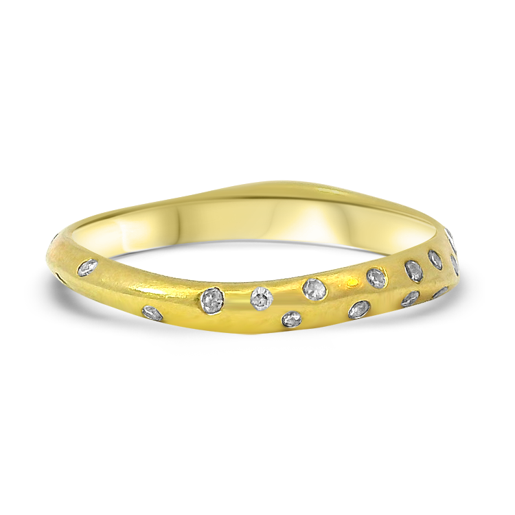 PAGE Estate Wedding Band Estate 18K Yellow Gold Desert Diamond Band