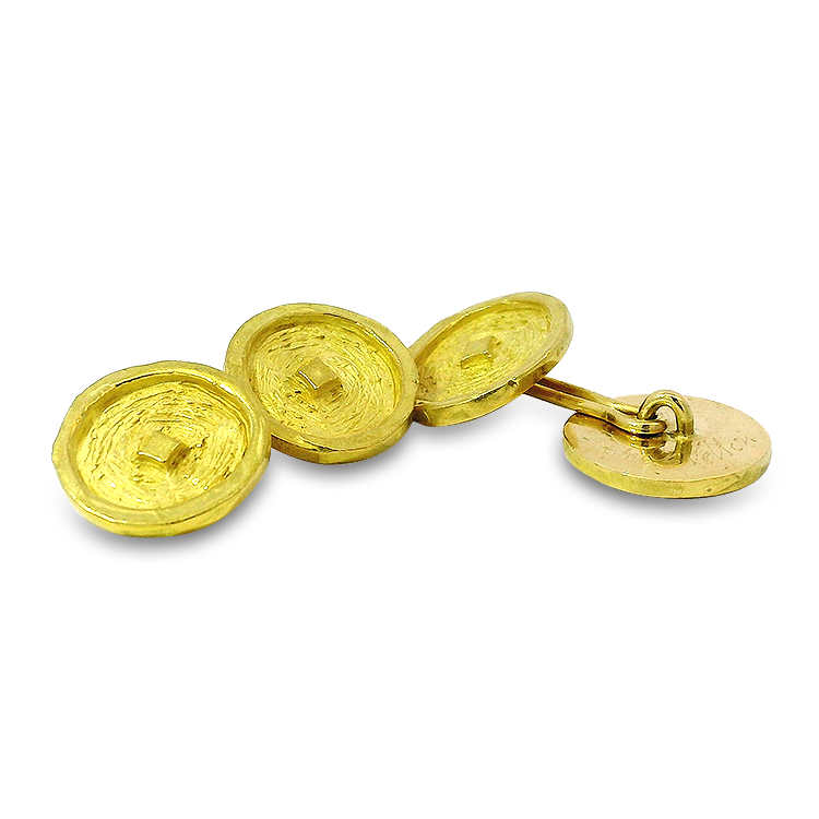 PAGE Estate Men's Jewelry Estate 18k Yellow Gold Designer Circular Dahi Vetton Cuff Links