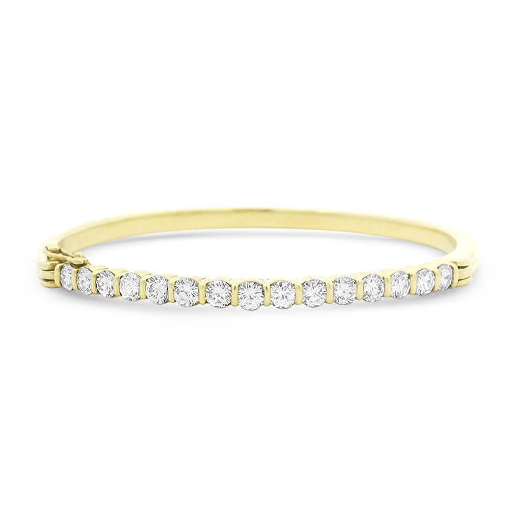 PAGE Estate Bracelet Estate 18k Yellow Gold Diamond Bar-Set Bangle Bracelet
