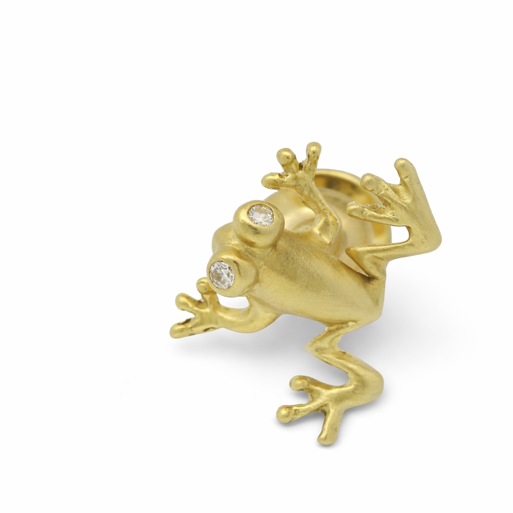 Estate 18K Yellow Gold Diamond Frog Tie Tack – Springer's