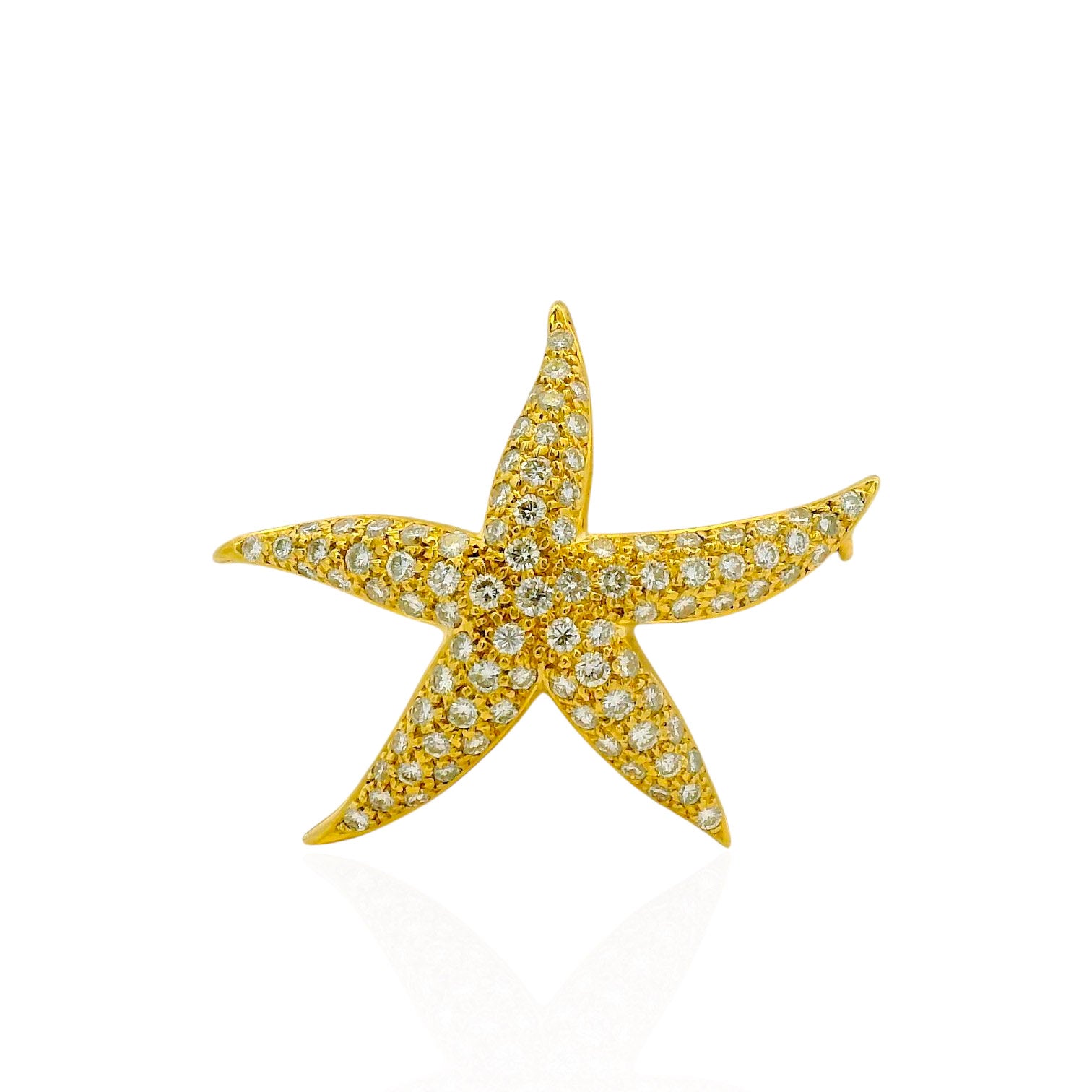 PAGE Estate Pins & Brooches Estate 18K Yellow Gold Diamond Starfish Pin Pendant – 1.17ctw